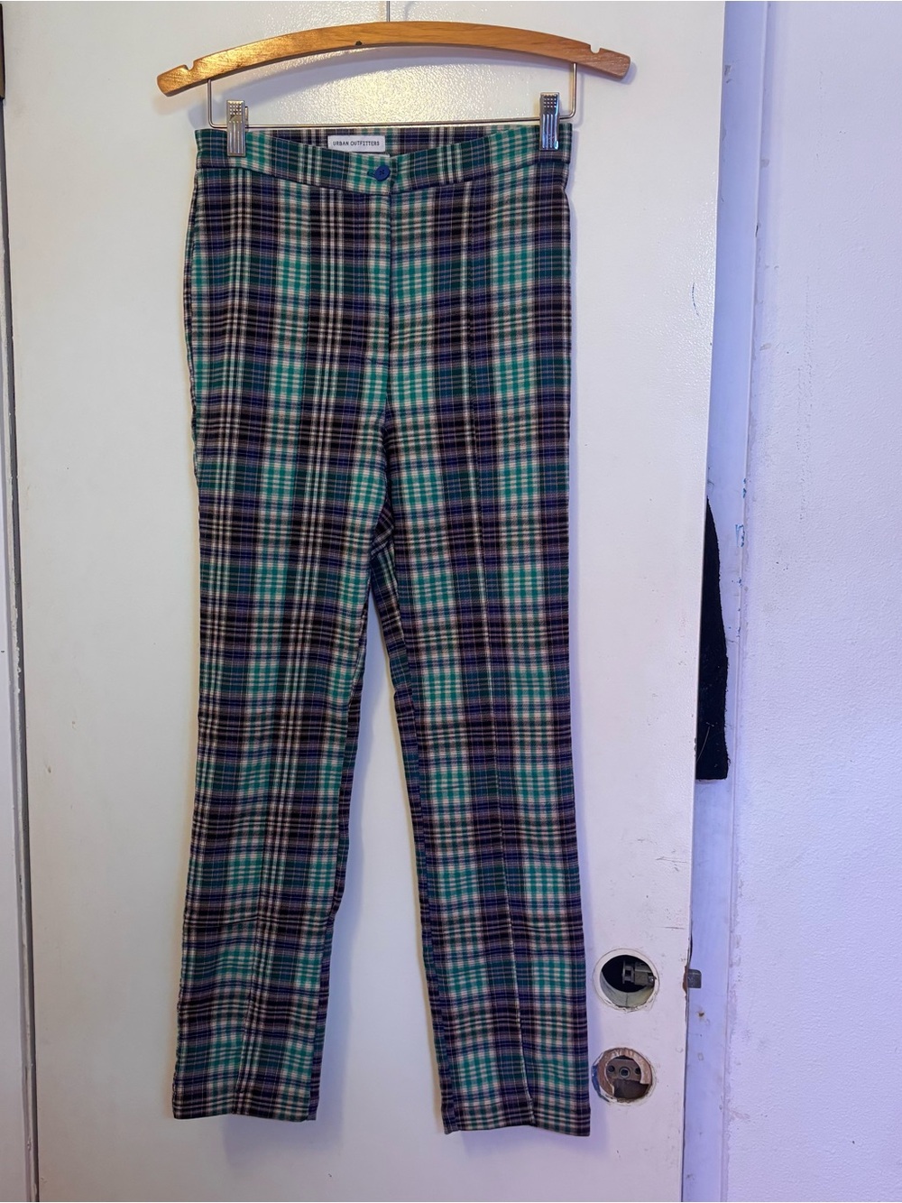 Urban Outfitters Plaid Dress Pants in Teal and Navy